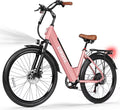 ESKUTE Pkin Electric Bike for Adults - Peak 1500W Brushless Motor, 19MPH, 500W Motor 48V14Ah Removable Battery, 26" Step-Thru Cityrun Ebike, 7-Speed, Up 70 Miles, Commuter E-Bike, with NFC Unlock