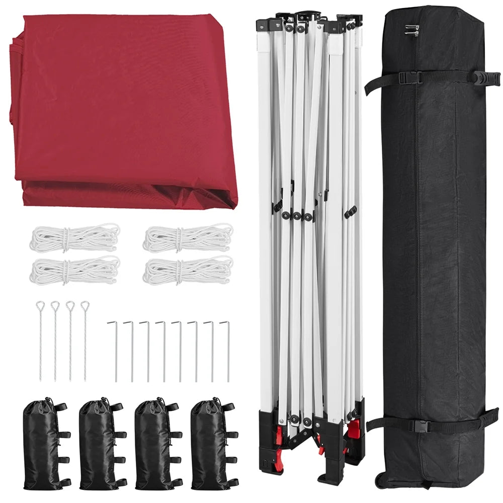 Topeakmart 8x8ft Pop Up Canopy Tent with Adjustable Height and Roller Bag, White