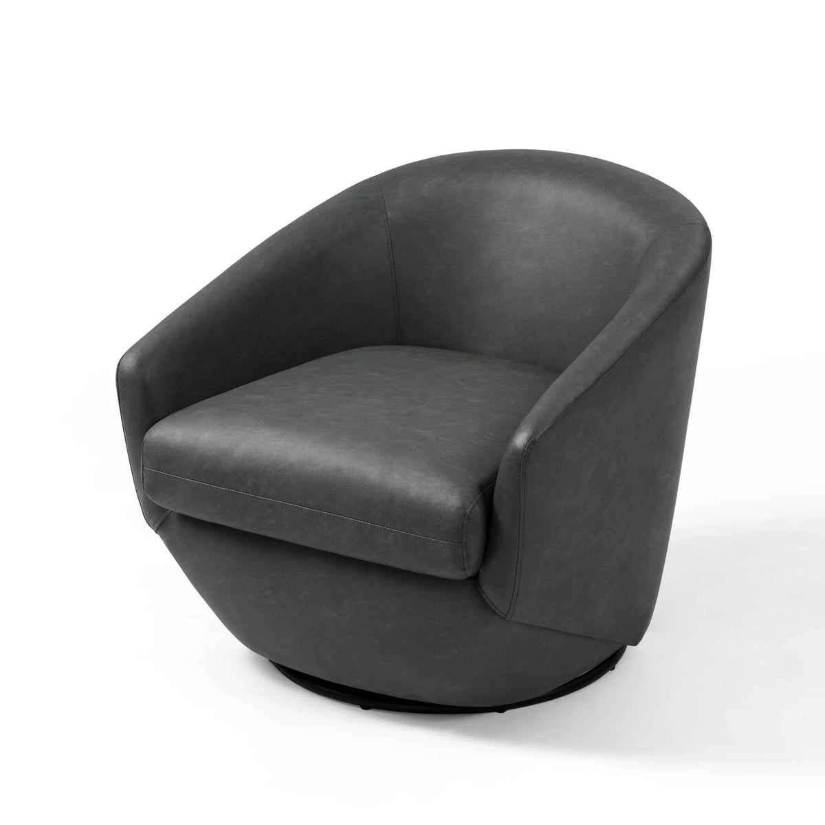 DREAMSIDEA Faux Leather Swivel Accent Chair Sets of 2 360 Swivel Barrel Chair,Swivel Club Sofa for Living Room, Bedroom, Office,Brown