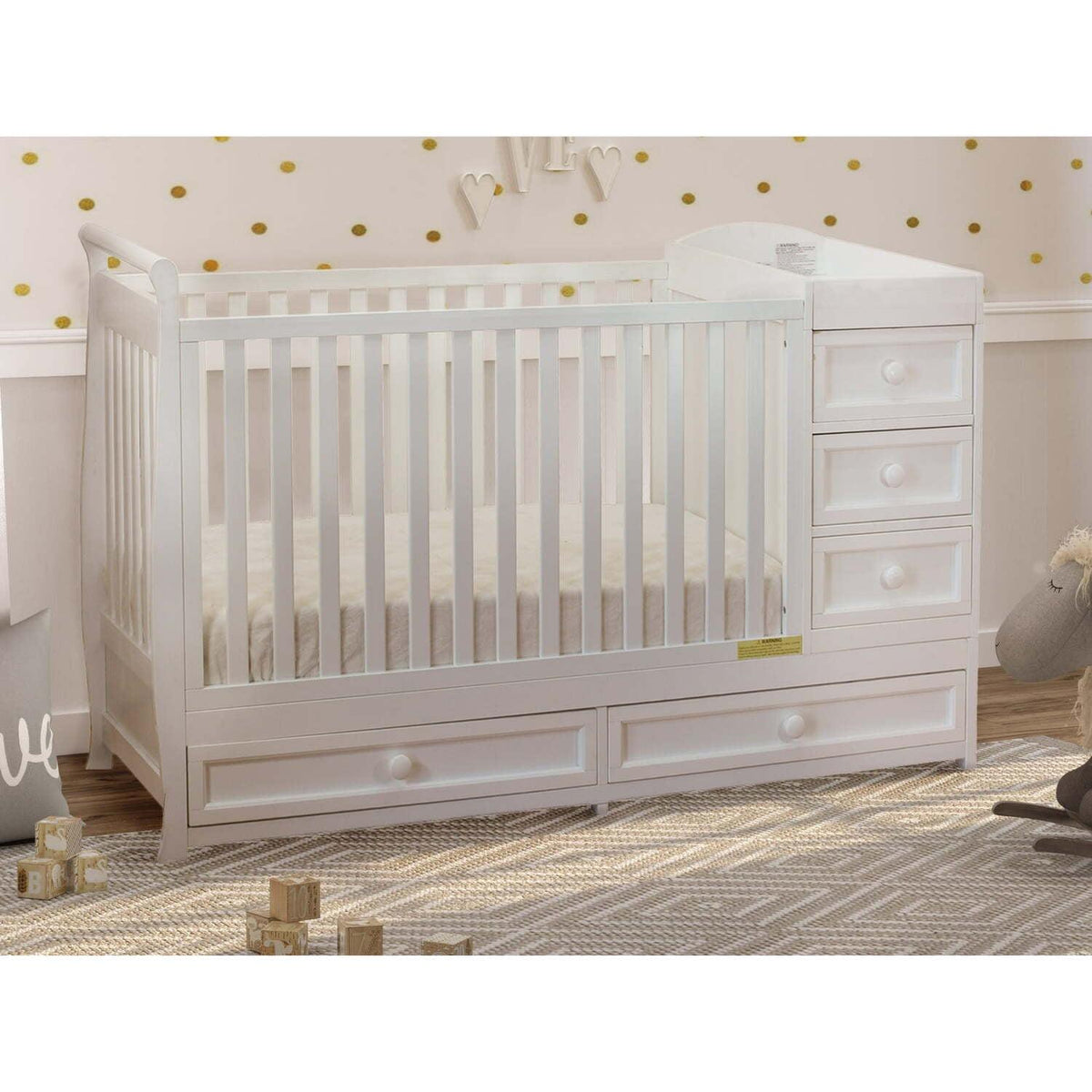 AFG Daphne 2 in 1 Convertible Crib and Changer White