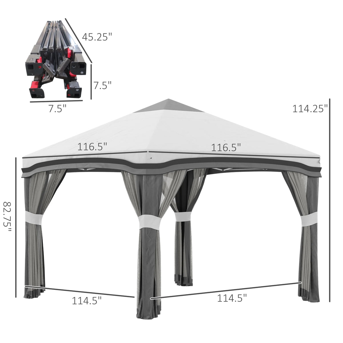 Outsunny 10' x 10' Pop Up Canopy with Nettings, Foldable Party Tent with Wheeled Carry Bag and 4 Sand Bags, Beige