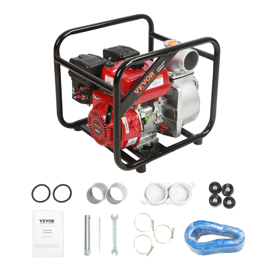 VEVOR Gasoline Engine Water Pump,3-inch, 7HP 265 GPM, 142ft Lift, 22ft Suction,4-Stroke Gas Powered Trash Water Transfer Pump Portable High Pressure with 25ft Hose for Irrigation Pool, EPA Certified