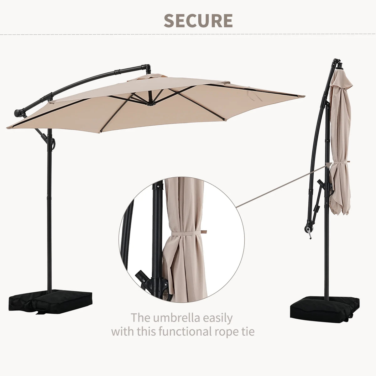 Autlaycil 10 ft Cantilever Offset Outdoor Patio Umbrella with Base Stand Rotate and Tilt, Blue