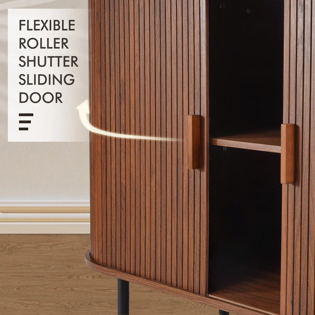MARNUR Sideboard Buffet Cabinet 40" Storage Cabinet with 2 Sliding Tambour Doors, Adjustable Shelves for Kitchen, Living Room, Hallway, Entryway