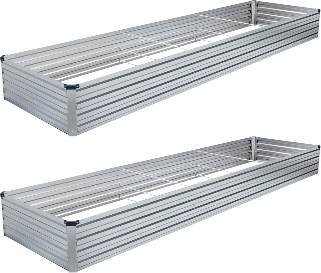 2PCS 12x2x1FT Galvanized Raised Garden Bed Kit,Vegetable Boxes-Rectangle Metal Flower Box,Large Planter Raised Beds Outdoor Garden for Planting,Fruit,Herb-Black