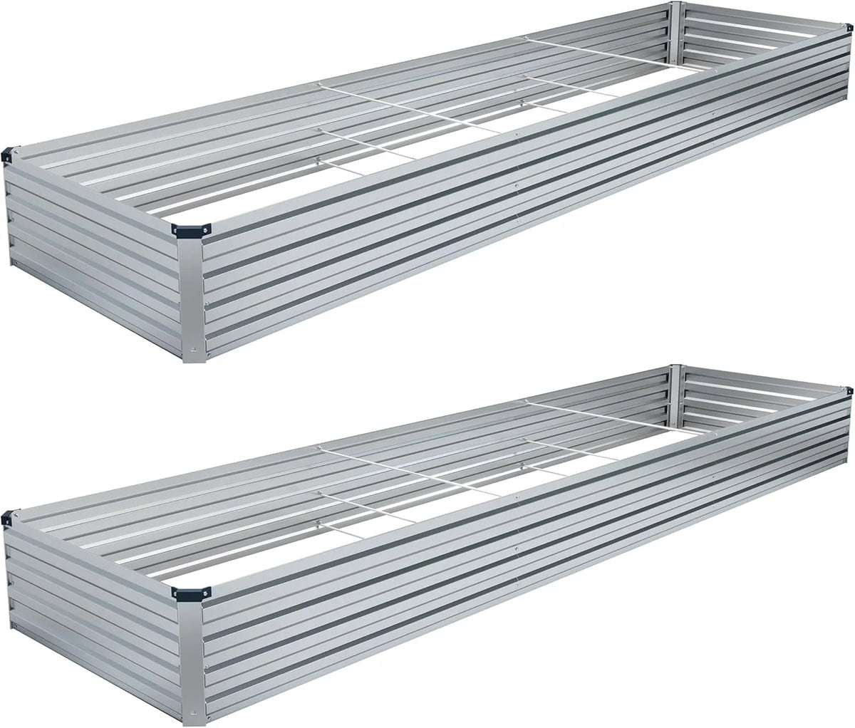 2PCS 12x2x1FT Galvanized Raised Garden Bed Kit,Vegetable Boxes-Rectangle Metal Flower Box,Large Planter Raised Beds Outdoor Garden for Planting,Fruit,Herb-Black