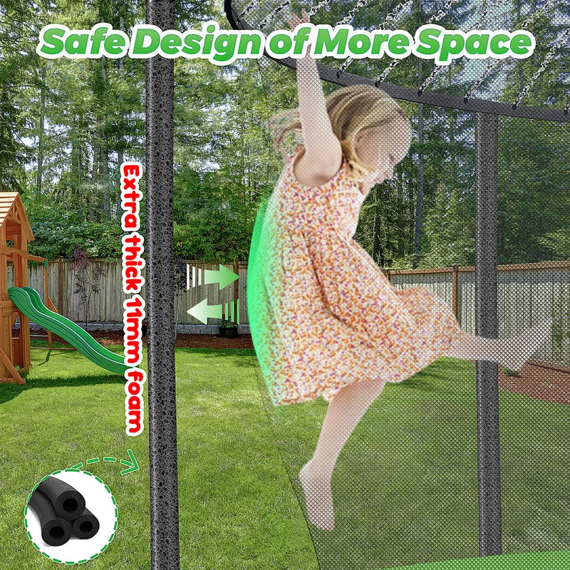 16FT Trampoline for 8-9 Kids Adults with Basketball Hoop, Enclosure, Light, Sprinkler, Socks, 2000LBS Outdoor Round Heavy Duty Recreational Backyard Trampoline
