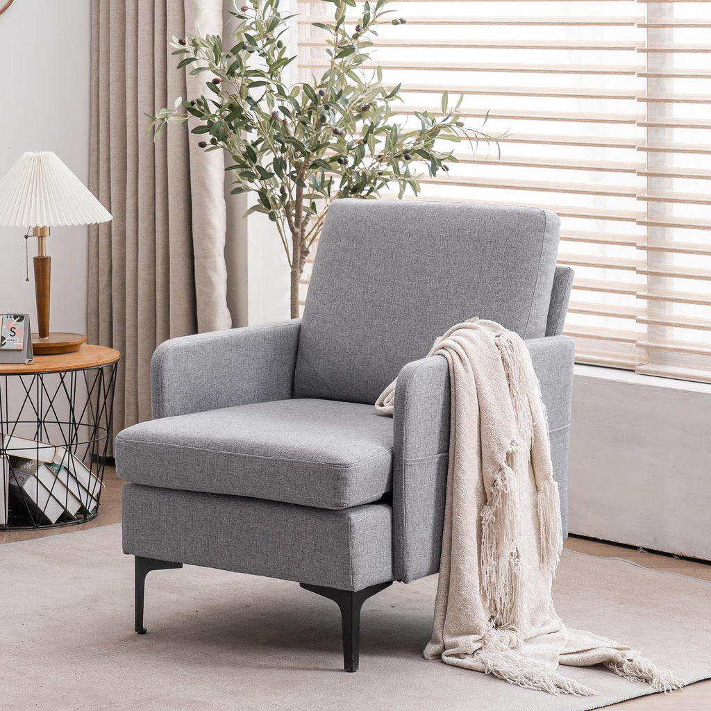 Ktaxon Fabric Accent Chair, Reading Armchair with Removable Cushion, Single Sofa with Extra Seat Depth for Living Room Bedroom Black