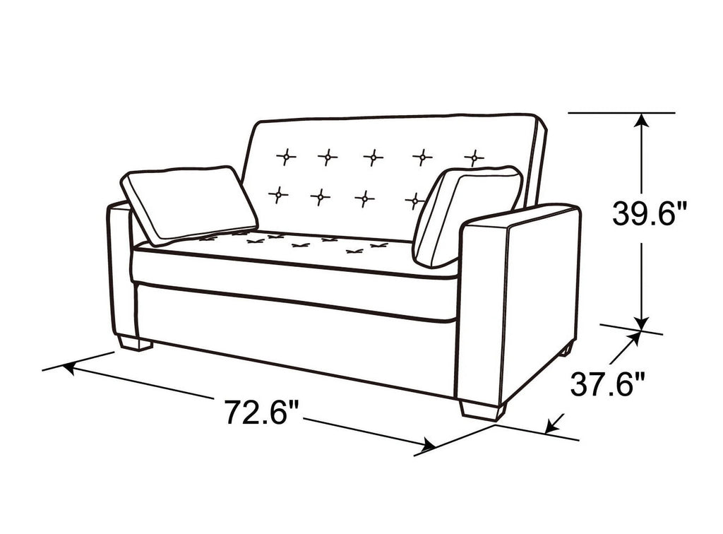Serta Dream Convertibles Monroe Modern Polyester Convertible Queen Sofa Bed with Pillows Grey