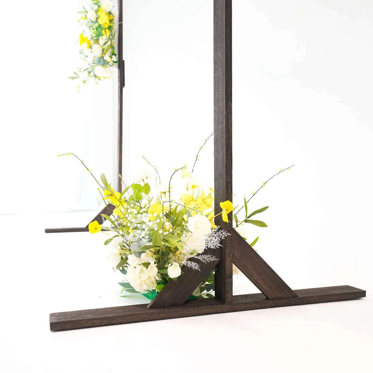 Efavormart 7FT Rustic Square Wedding Arch Wooden Backdrop Stand, Wedding Ceremony Arch - Brown