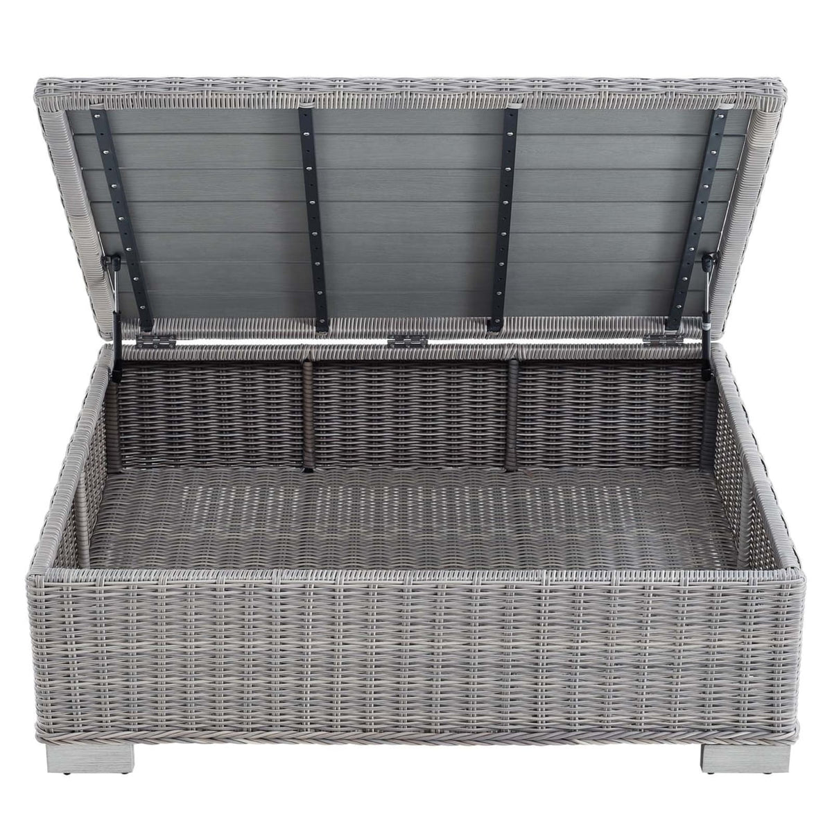 Modway Conway 45" Outdoor Patio Wicker Rattan Coffee Table in Light Gray