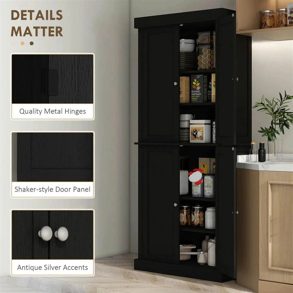 Demi Bonn 72" Large Kitchen Cabinet, Pantry Storage with Doors & Shelves, Freestanding Food Pantry Cabinet, Space-Saving Storage Solution, White