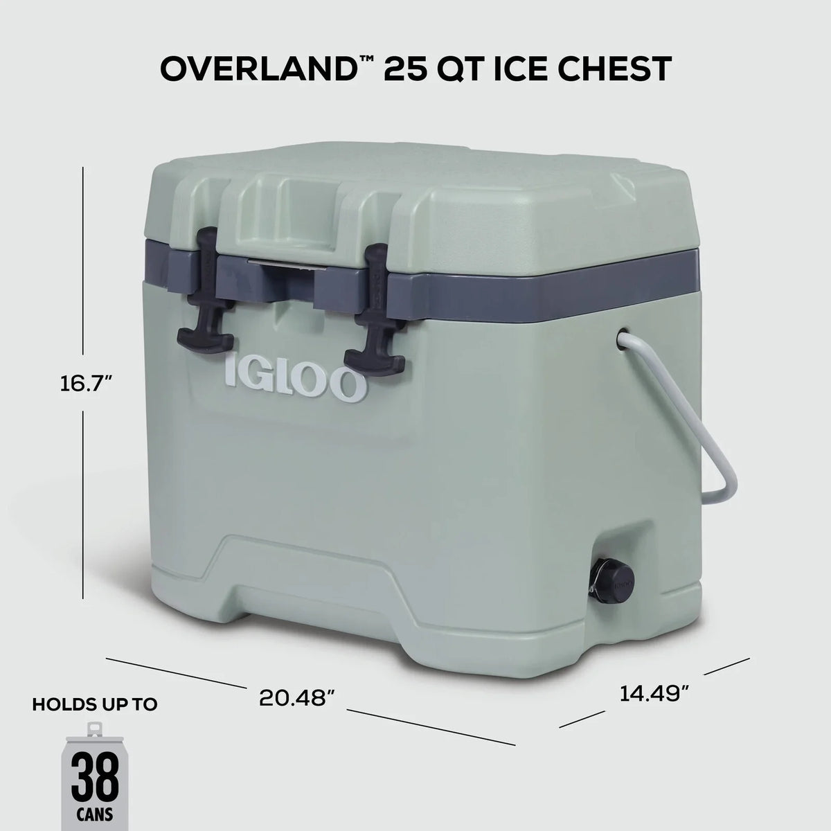 25 QT Overland Ice Chest Cooler, Green
