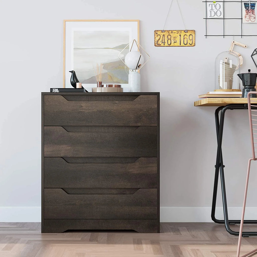 Homfa 4 Large Drawers Dresser, Modern Wood Chest of Drawers for Bedroom Hallway Living Room, White