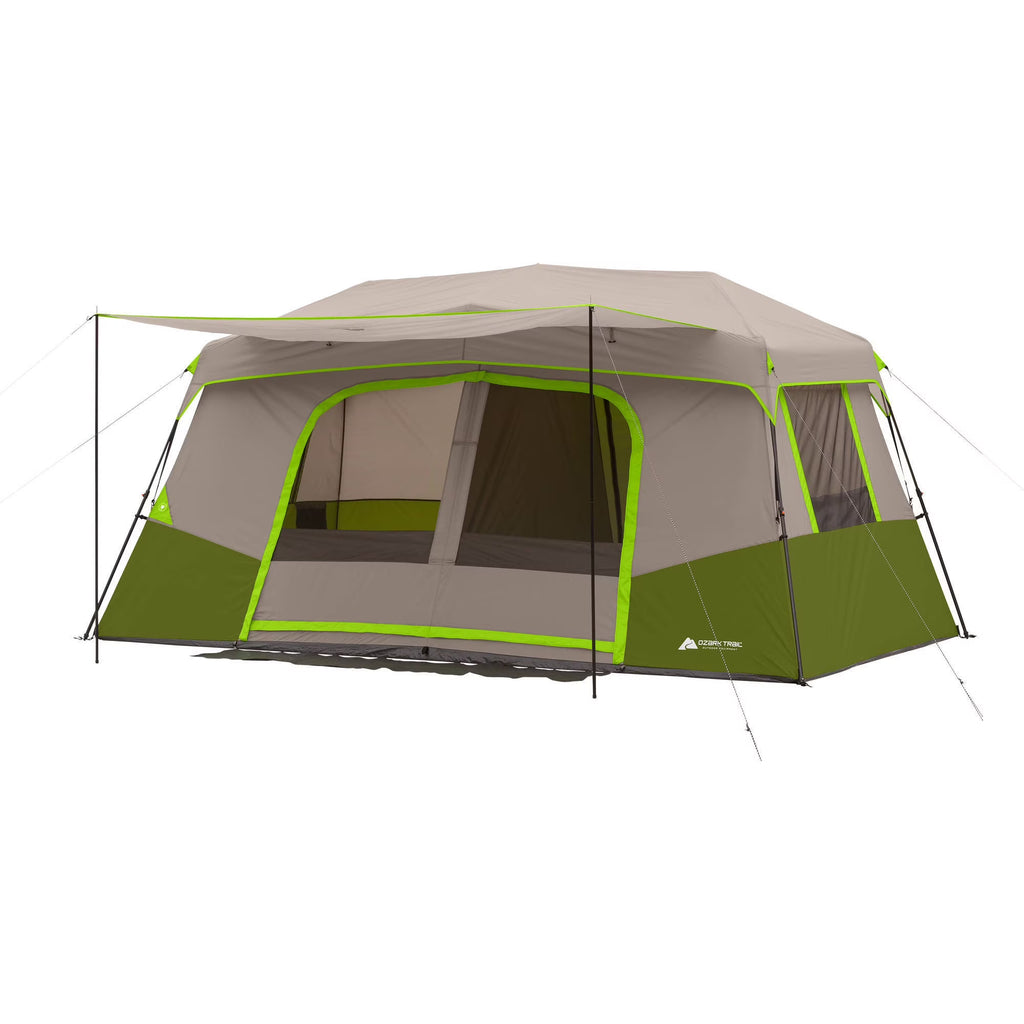 Ozark Trail 11-Person Instant Cabin Tent with Private Room 3-Room Family Camping Tent with Awning