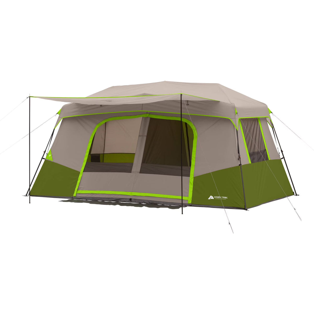 Ozark Trail 11-Person Instant Cabin Tent with Private Room 3-Room Family Camping Tent with Awning