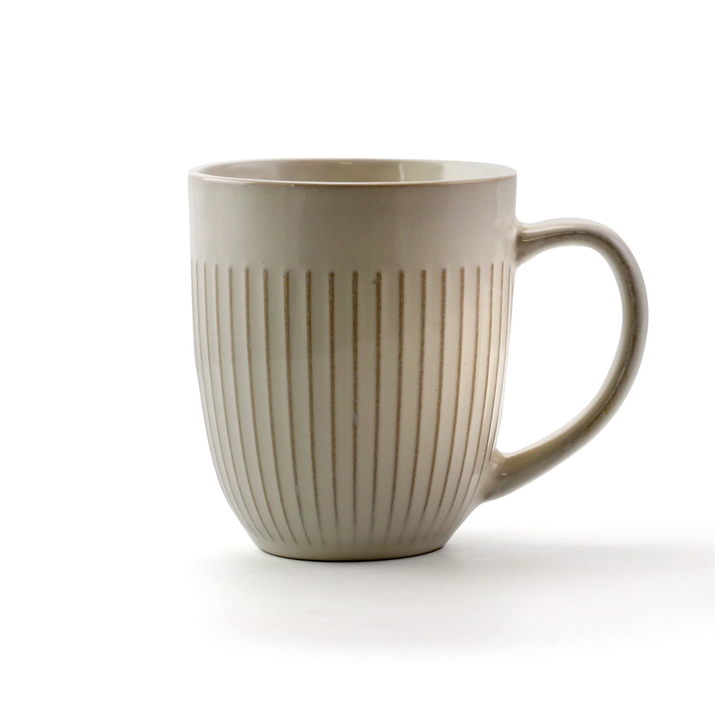 Elama Market Finds 16 Piece Round Stoneware Dinnerware Set in Embossed White