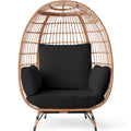 Best Choice Products Wicker Egg Chair Oversized Indoor Outdoor Patio Lounger w/ Steel Frame, 440lb Capacity - Black