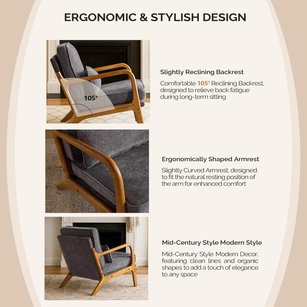 Ktaxon Accent Chair Corduroy Upholstered Armchair, Reading Club Chair with Pillow and Solid Wood Frame for Living Room Bedroom Furniture Off White