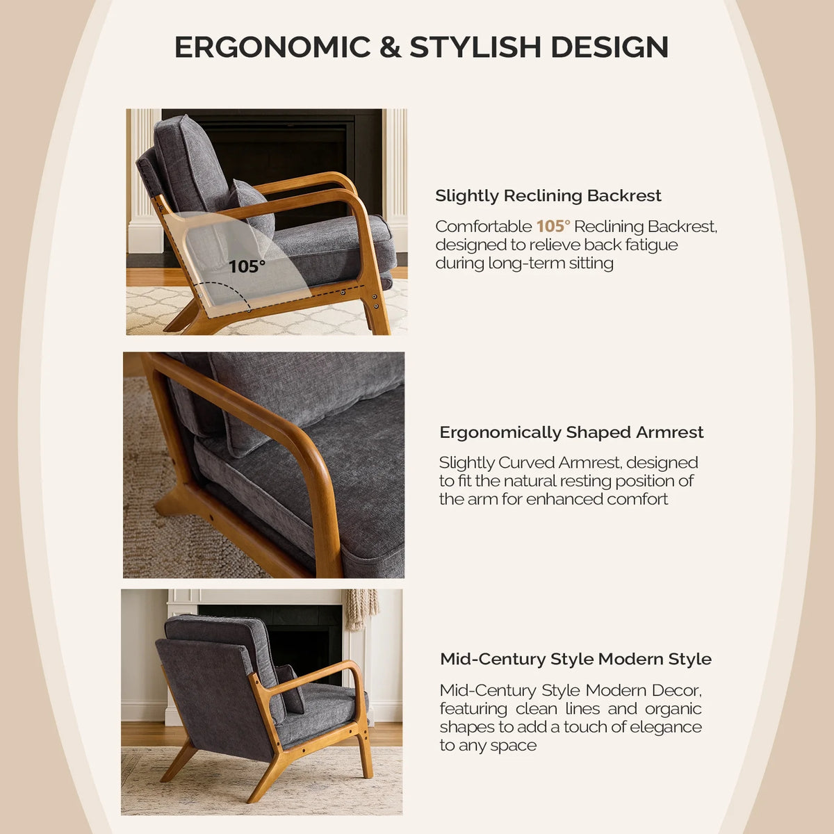 Ktaxon Accent Chair Corduroy Upholstered Armchair, Reading Club Chair with Pillow and Solid Wood Frame for Living Room Bedroom Furniture Off White