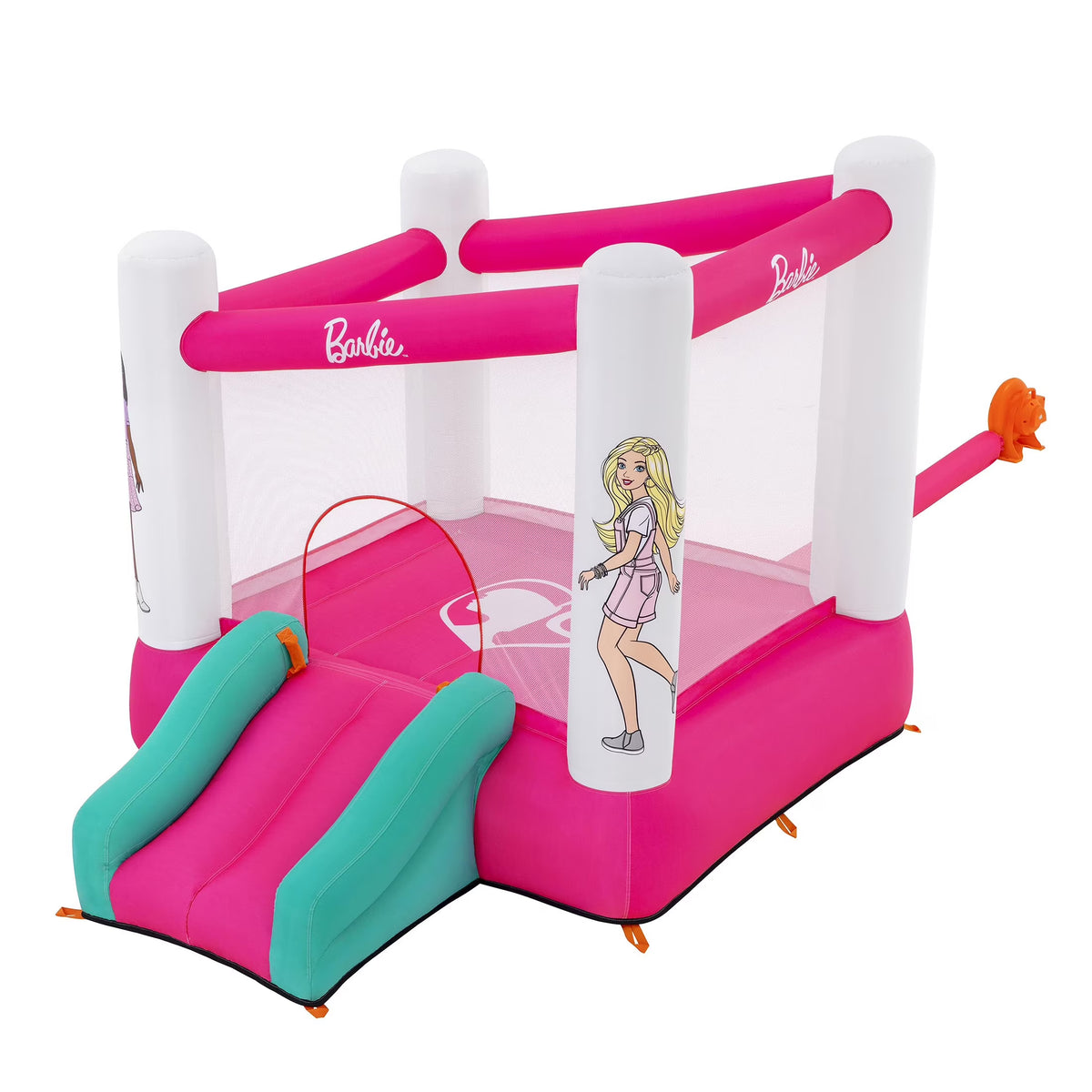 Barbie Inflatable Bounce House with Mesh Walls, Slide and Blower, Indoor/Outdoor, Ages 3+