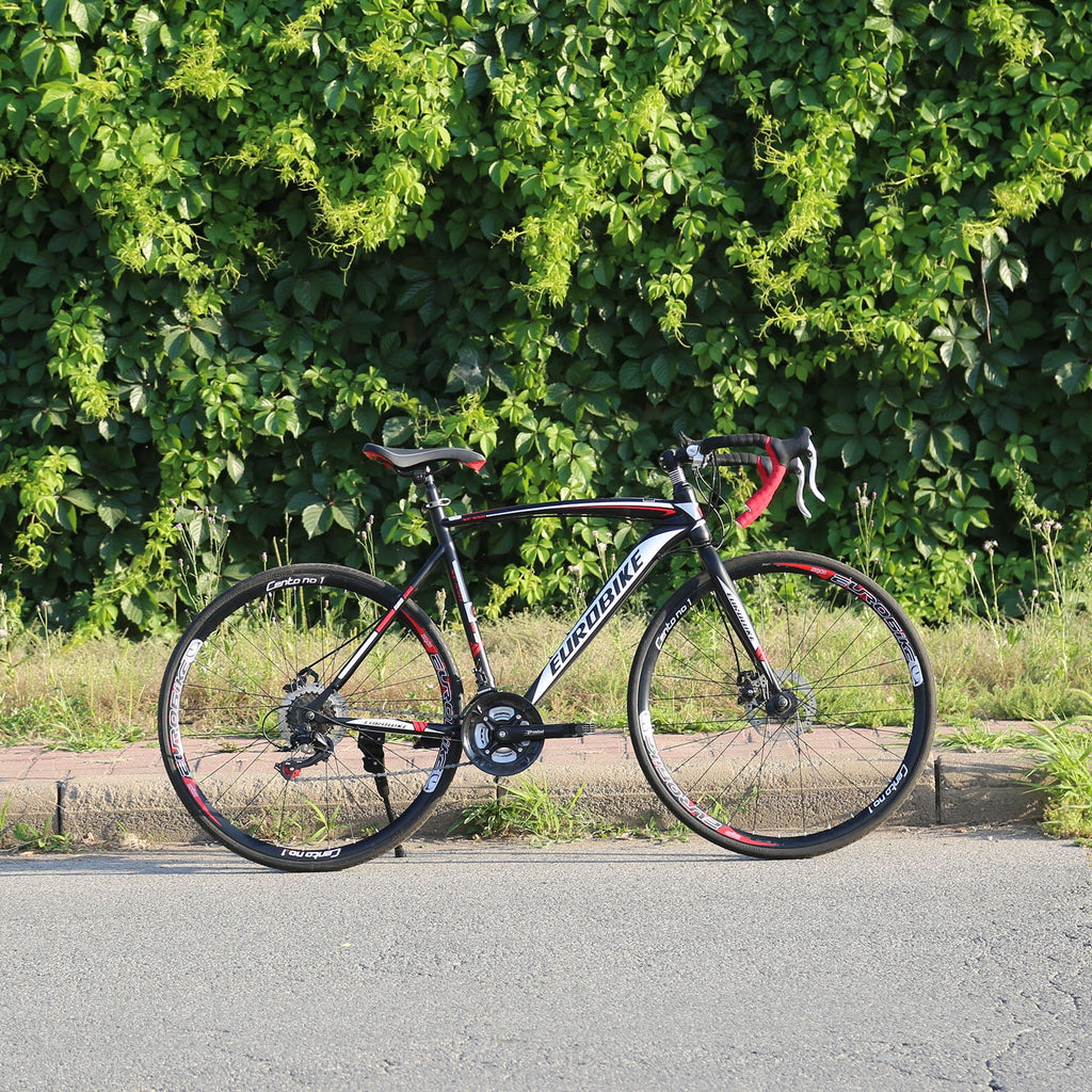 Eurobike XC550 Road Bike 21 Speed 700C wheels Racing Bike for Men 54Cm Adult Commuter Bicycle 3 Spoke wheels Black