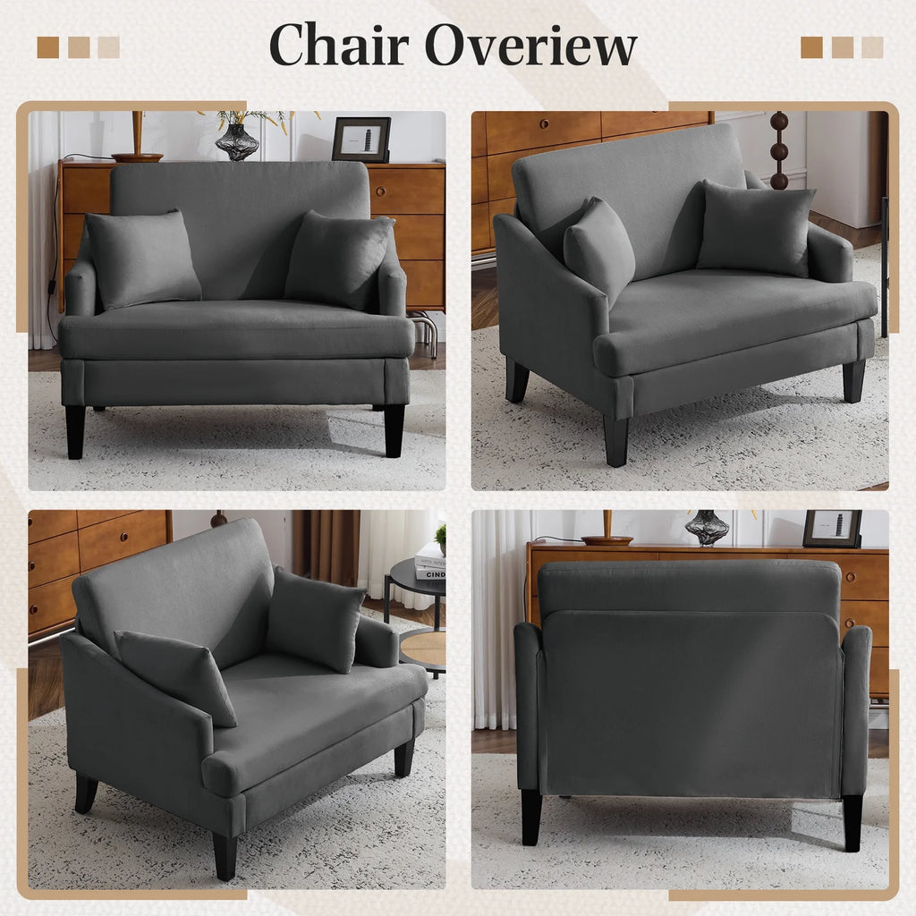 Bezseller Oversized Accent Chair with High Back, Armchair for Living Room or Bedroom, Beige