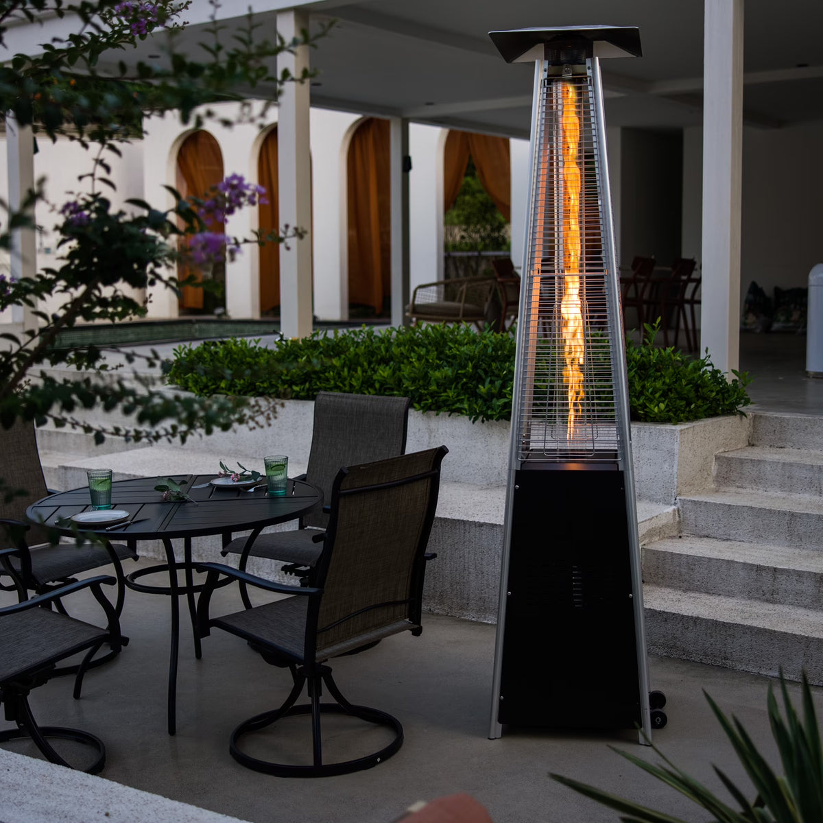 OuterMust Pyramid Patio Heater 48,000 BTU Outdoor  Propane Heater with Wheels,Black