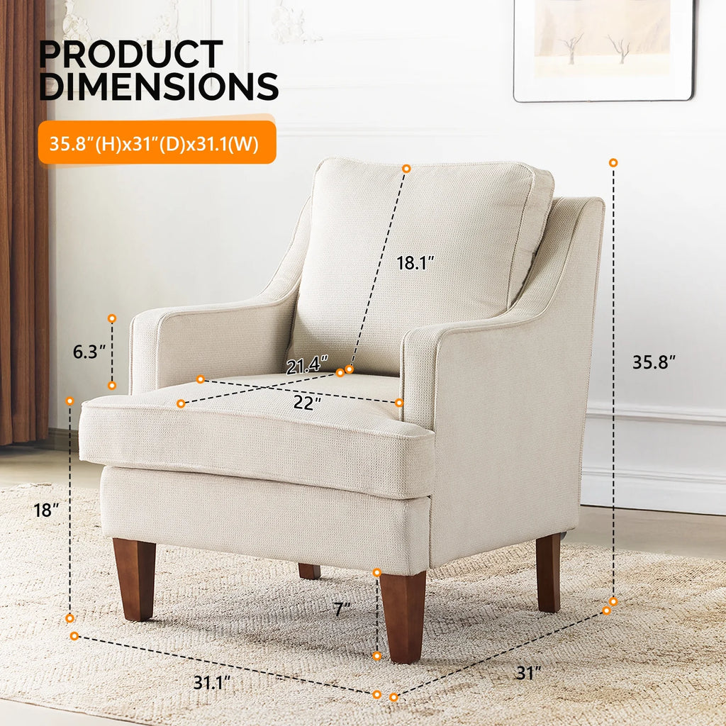 Ktaxon Fabric Accent Chair, Reading Armchair with Removable Cushion, Single Sofa with Extra Seat Depth for Living Room Bedroom Black