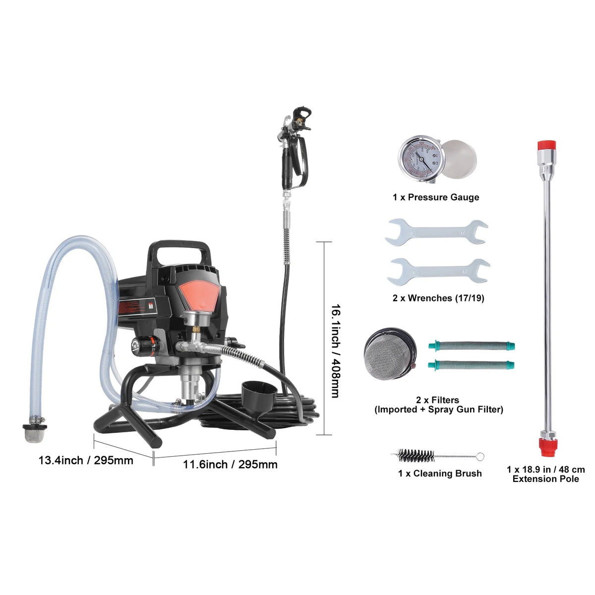 KFFKFF 950W Electric Stand Paint Sprayer, 3000PSI Efficient Airless Sprayer, Portable Sprayers for Indoor & Outdoor Furniture, Fences, Achieves Smooth & Uniform Coverage