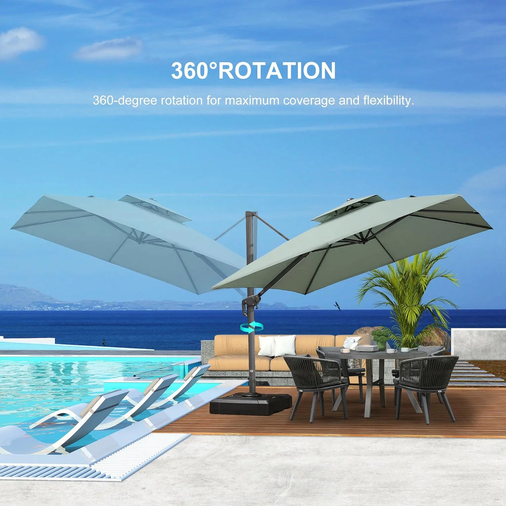PURPLE LEAF Outdoor Cantilever Umbrella 10' X 13' Rectangle Umbrella Large Patio Umbrella Windproof Heavy Duty Hanging Offset Umbrella for Garden Outdoor Pool, Dark Grey