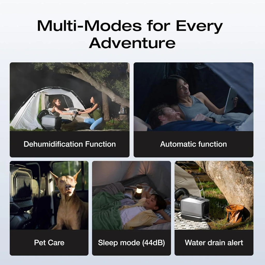 EF EcoFlow WAVE 3 Portable Air Conditioner with Add-on Battery, 1800W/6100 BTU Cooling and 2000W/6800 BTU Heating, 1000W Fast Charging in 75 mins, 8H Wireless Running, APP Control, for camping, RVs