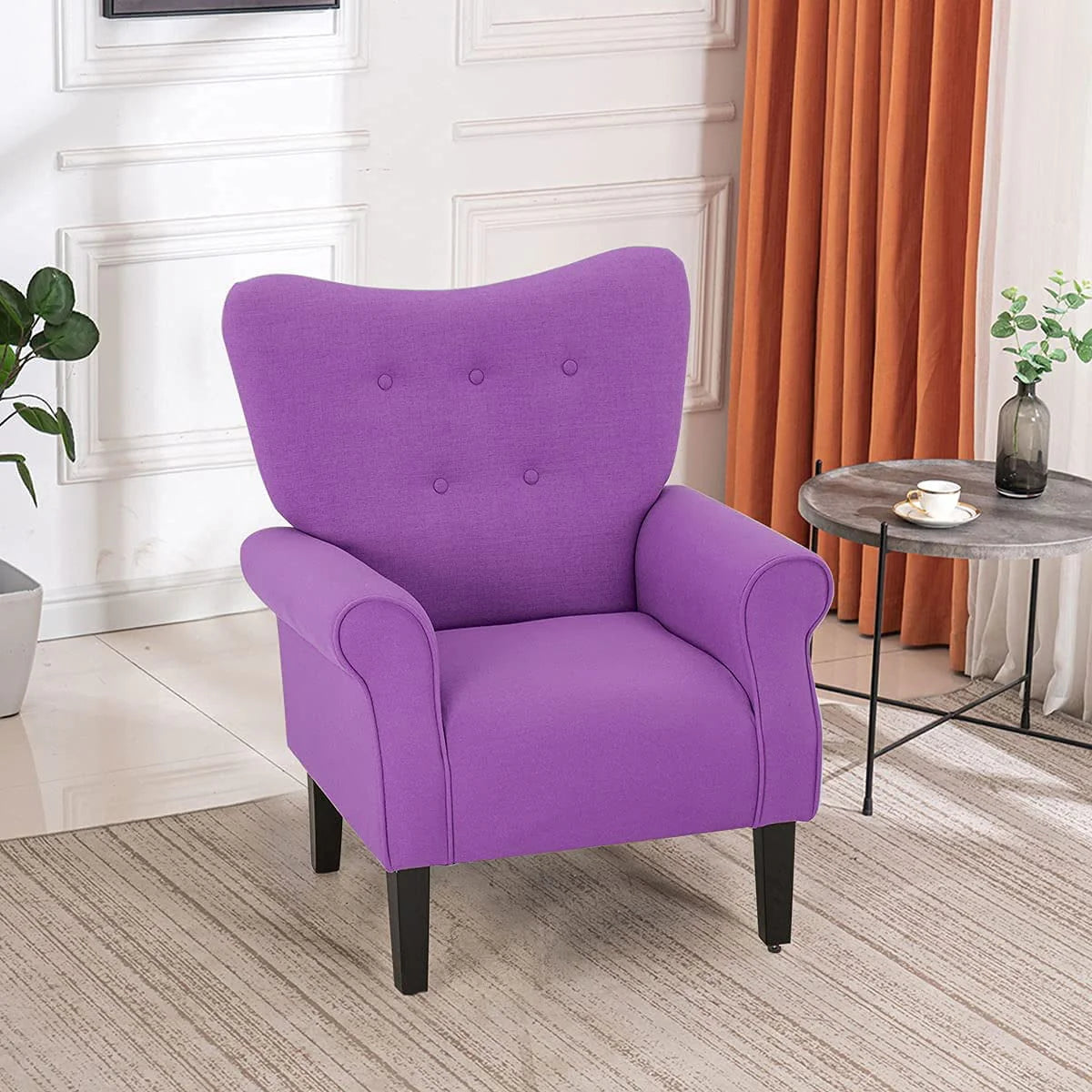 Richryce MidCentury Accent Chair with Arm ,High Back Armchair Beige,Beige