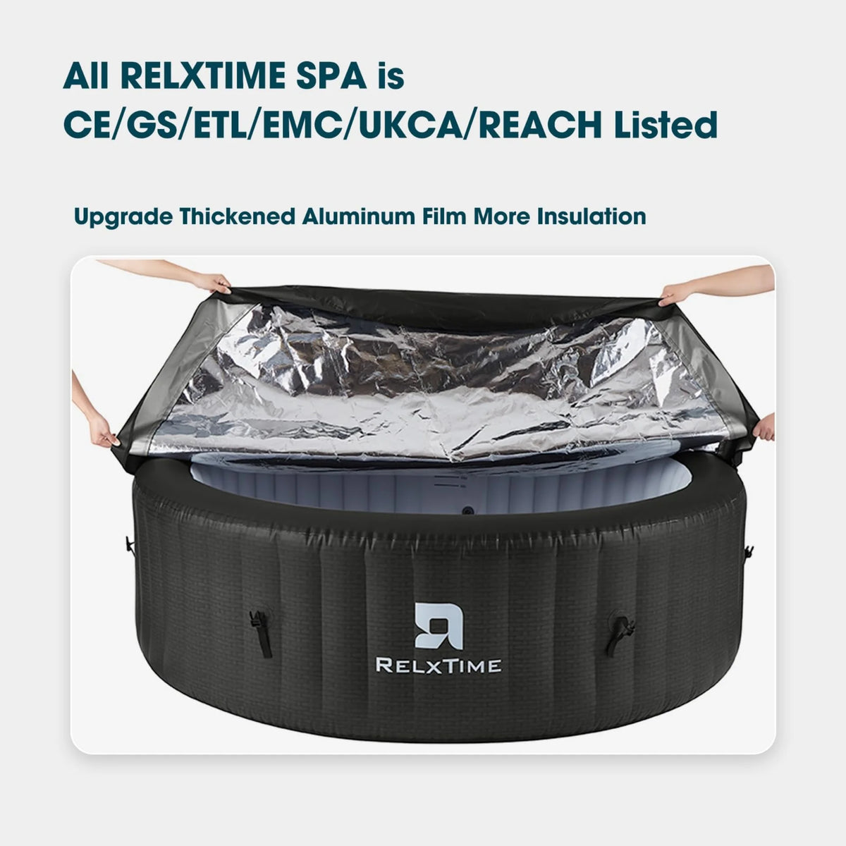 RELXTIME 4-6 Person Inflatable Hot Tub Pool Round Portable Outdoor Spa with 130 Massage Jets, Blue