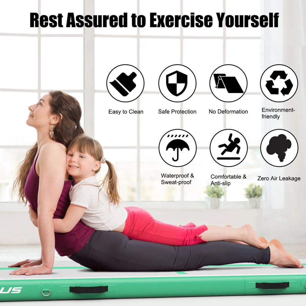 Goplus 13FT Air Track Inflatable Gymnastics Tumbling Mat w/ Pump Green