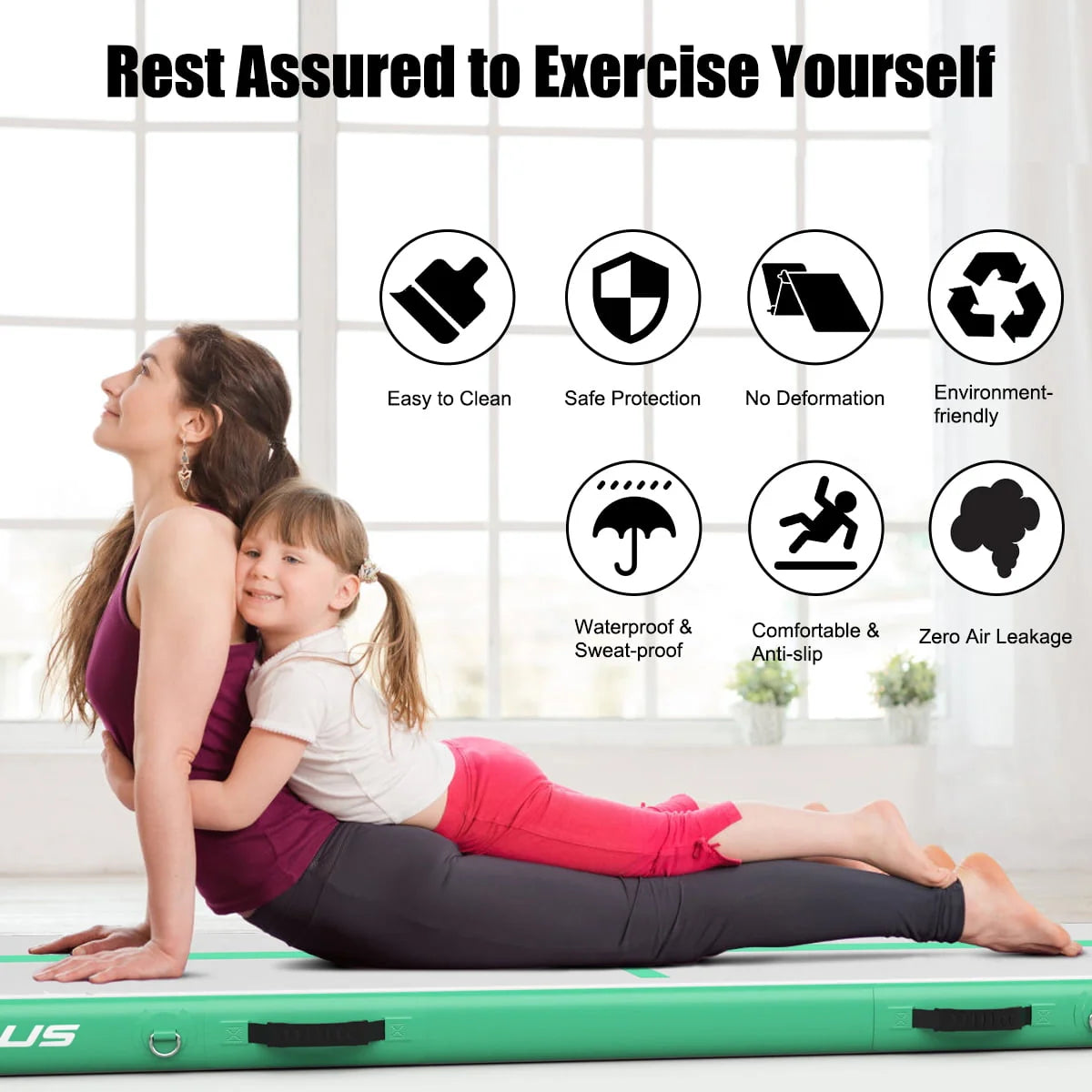 Goplus 13FT Air Track Inflatable Gymnastics Tumbling Mat w/ Pump Green