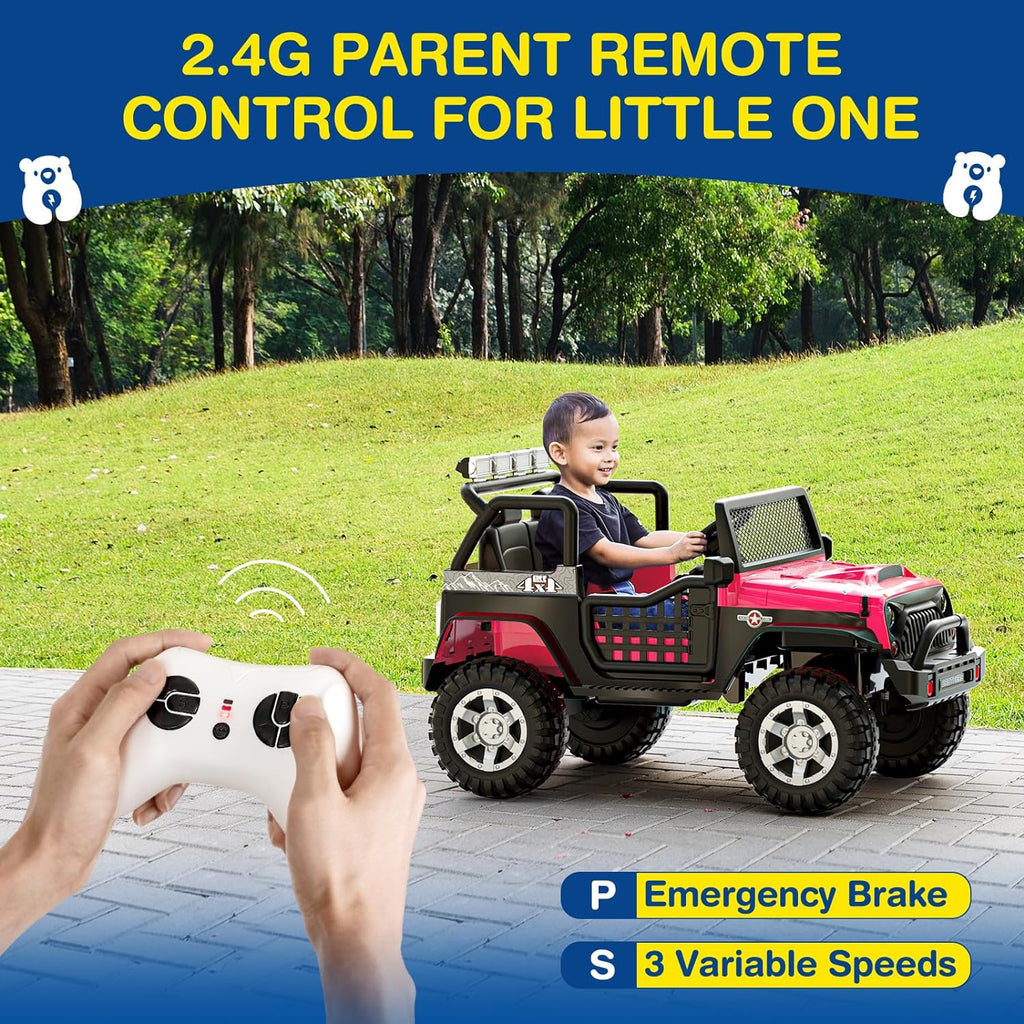 L8 Ride On Car, 2 Seater, 12V Kids Electric Car w/Remote Control, 4-Wheel Suspension, Bluetooth Speaker, Multi Music Modes, 3 Speeds, LED Lights, Xmas & Birthday Gift Ideas for Kids Ages 3+