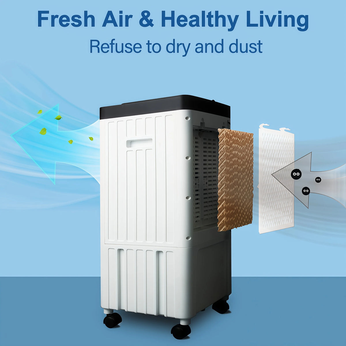 Portable Air Conditioners, Evaporative Air Cooler [40Hrs Lasting], Portable ac Unit w/ 2.6 Gal Water Tank & 3 Speeds, Personal Air Cooler with Remote, Fast Cooling Windowless Air Conditioner for Room