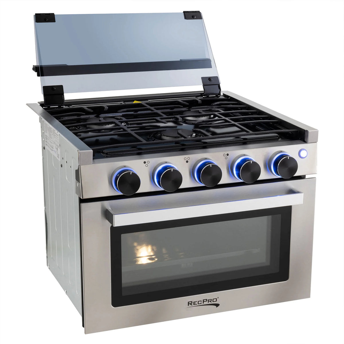 RecPro 21 Inch 3 Burner Propane RV Stove Gas Range without Hood, Silver