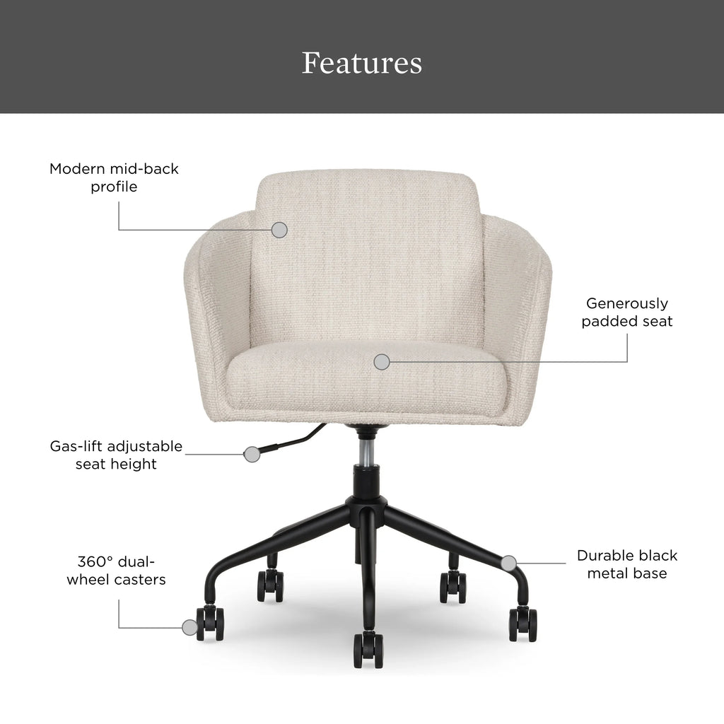 Better Homes & Gardens Juliet Office Chair, Ivory Boucle and Matte Black