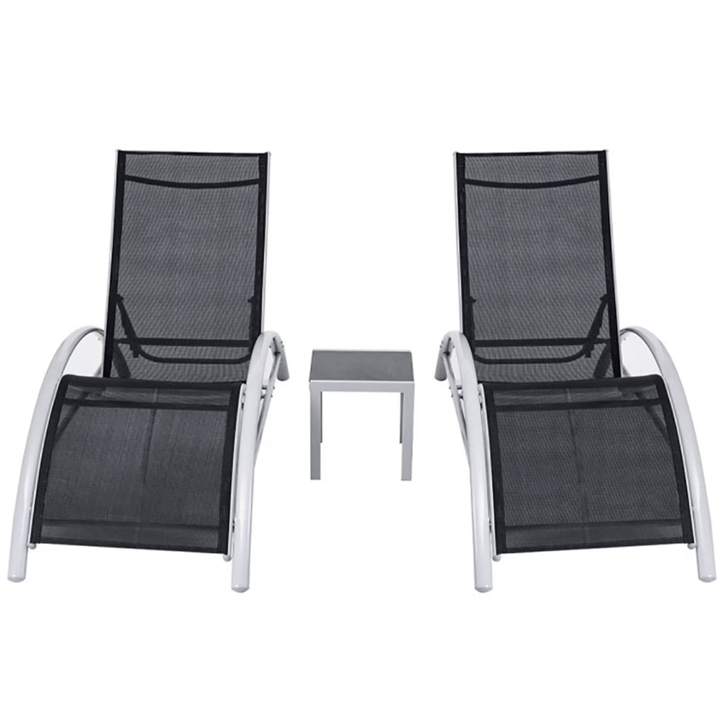 Aimee Lii 3 Pieces Folding Portable Zero Gravity Reclining Lounge Chairs Table Set, Wicker Patio Furniture