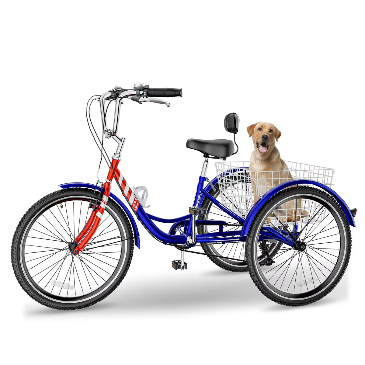 FICISOG 7 Speed Adult Tricycle for Women, 20/24/26 Inch Adult Trike with Basket, 3 Wheel Bikes for Adults Seniors, Cruise Trike for Shopping Picnic