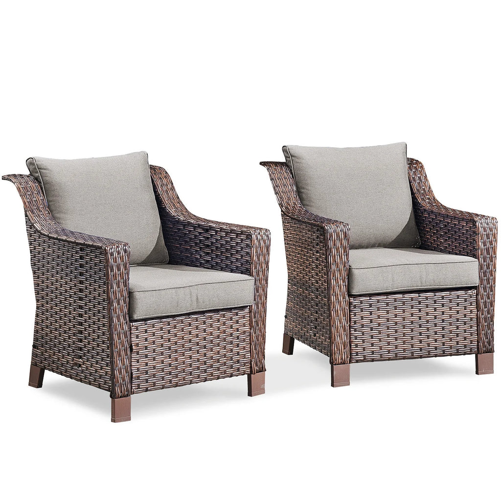 Bellefurn Outdoor Wicker Patio Chairs Set of 2 with Side Table,All-Weather Wicker Rattan Chairs Patio Furniture Chairs for Porch Balcony Backyard Yard Deck