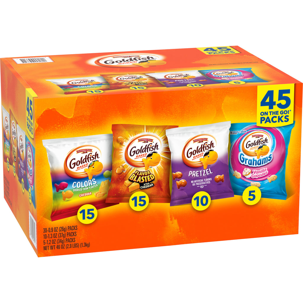Goldfish Baked Snacks, Variety Pack, 45-count