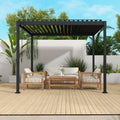Mirador 10'x 10' Outdoor Pergola, 80S Steel Frame w/ Adjustable Louvers Roof for Garden, Patio, Backyard, Dark Gray