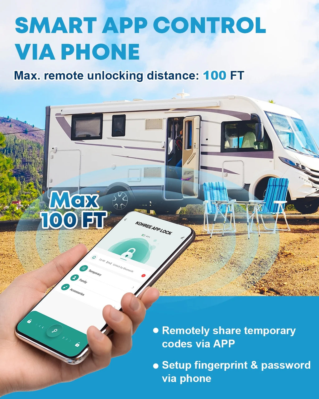 Kohree RV Door Lock Keyless Entry, RV Door Locks Replacement with Keypad and Remote for Trailer Camper RV Travel Trailer Door Latch