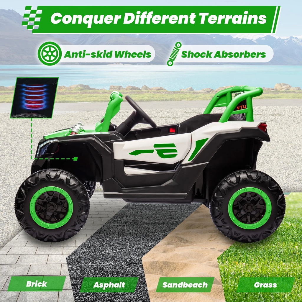 Joyracer 4WD 24 Volt Ride on Toys, 2 Seater Power Car wheels UTV with 800W Motors, Remote Control, Bluetooth Music, Spring Suspension, LED Light, Pink