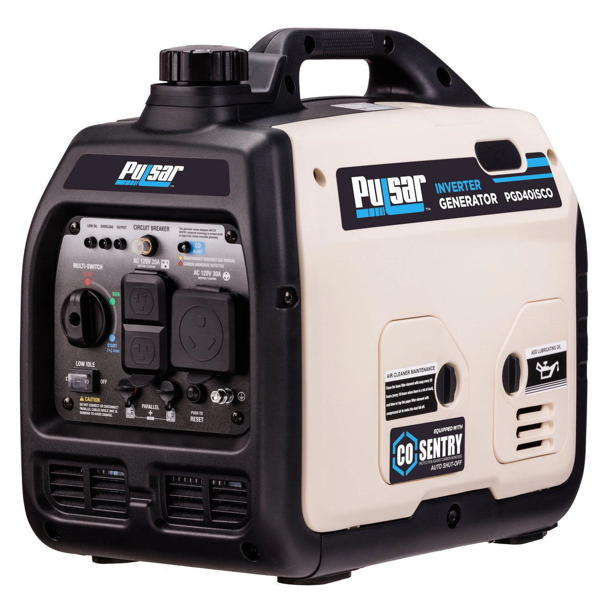 Pulsar 4000-Watt Super Quiet Gas Powered Inverter Generator with CO Sentry