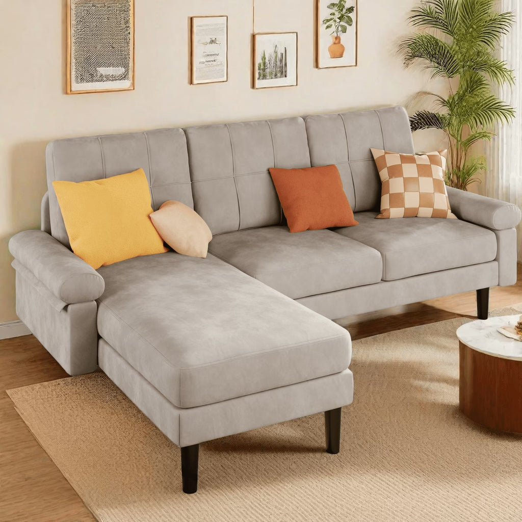 Lofka Sofa Couch with Large Storage Pockets and Soft Seats,Modern Loveseat Sofa for Apartment, Office, Bedroom,Deep Gray