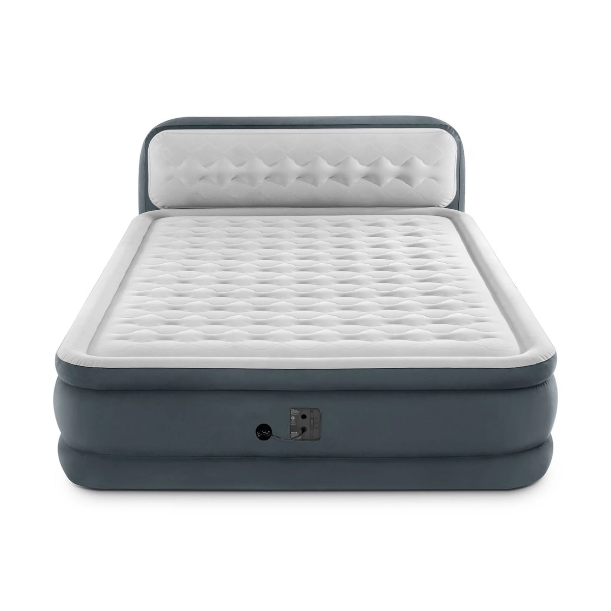 Open Box Intex Dura-Beam Deluxe Plush Headboard Queen Mattress Built-In Pump